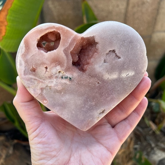 Pink Amethyst Sugar Druzy Heart with a Portal - Picture 8 of 11